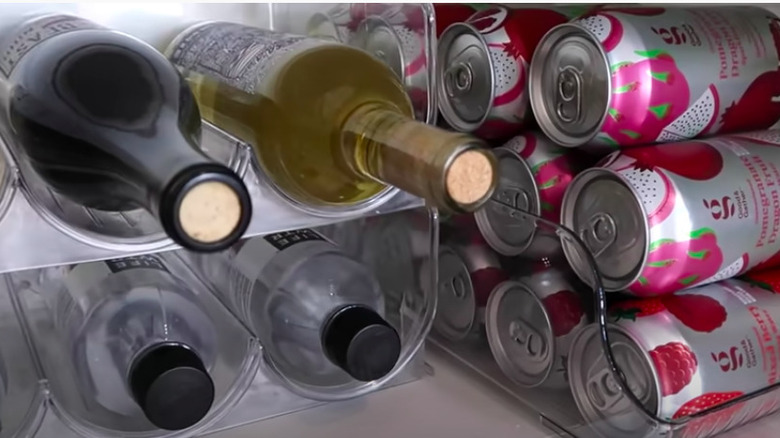 Organized wine bottles and cans