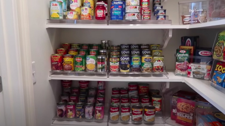 Cans organized in pantry