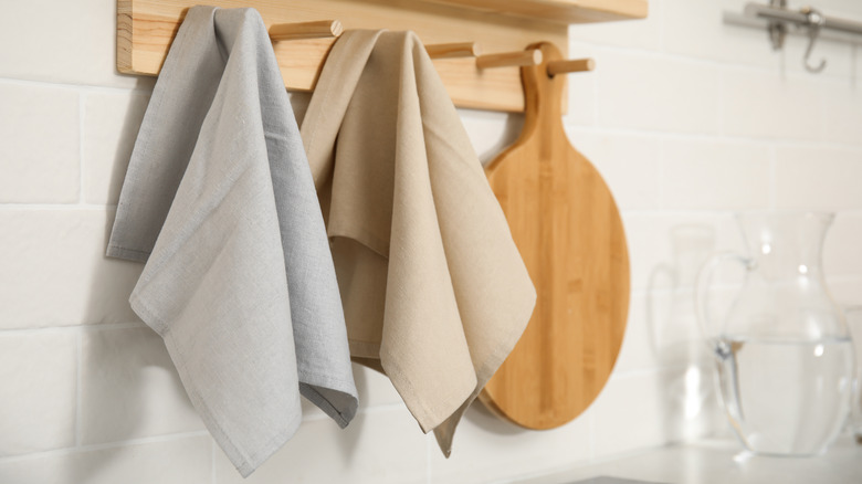 Clean dishtowels in kitchen