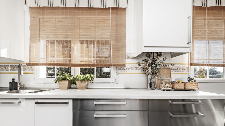 bamboo curtains on kitchen windows