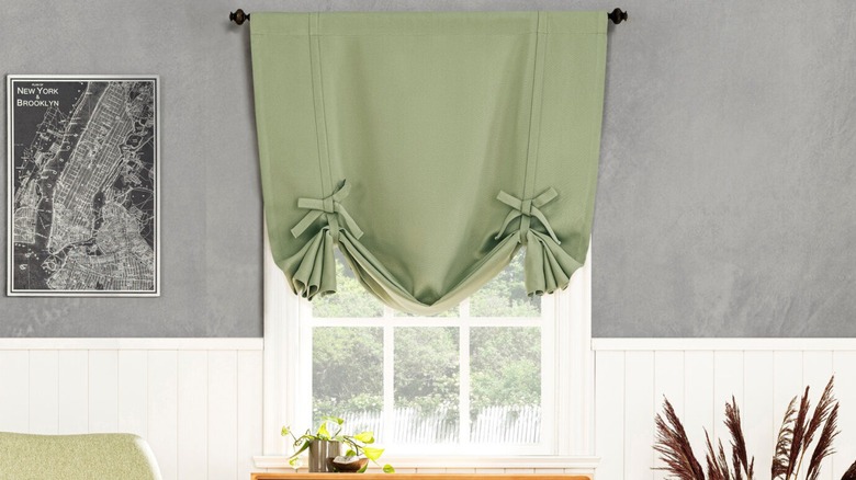 window with tie-up curtain 