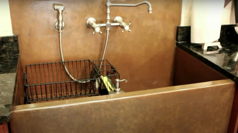 huge farmhouse copper kitchen sink