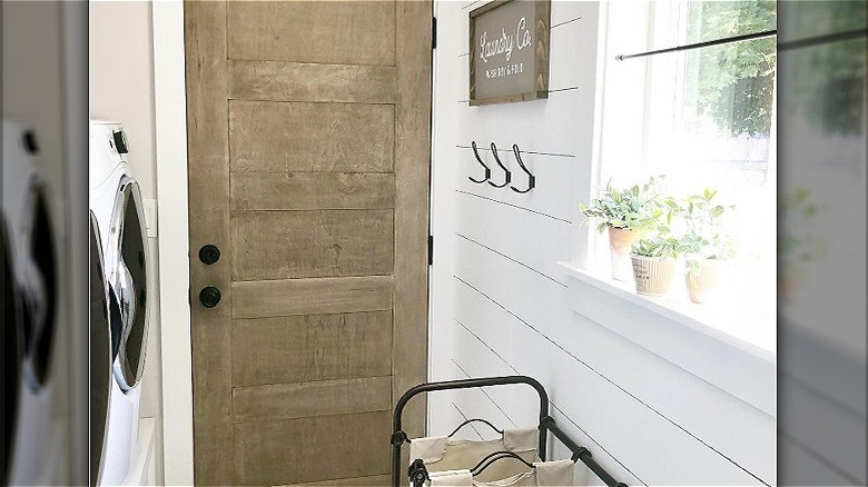 Door with wood panels