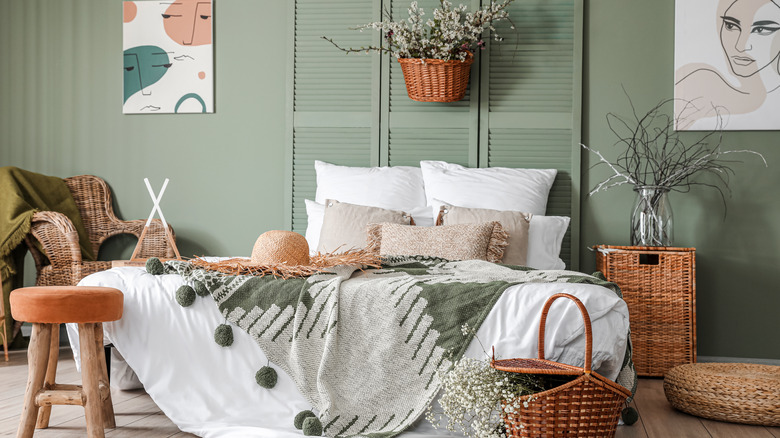 light green bohemia bedroom