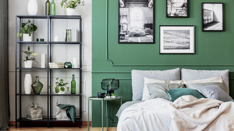 light green and white bedroom