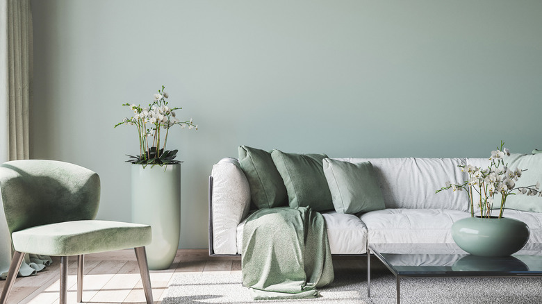 light ash-green living room