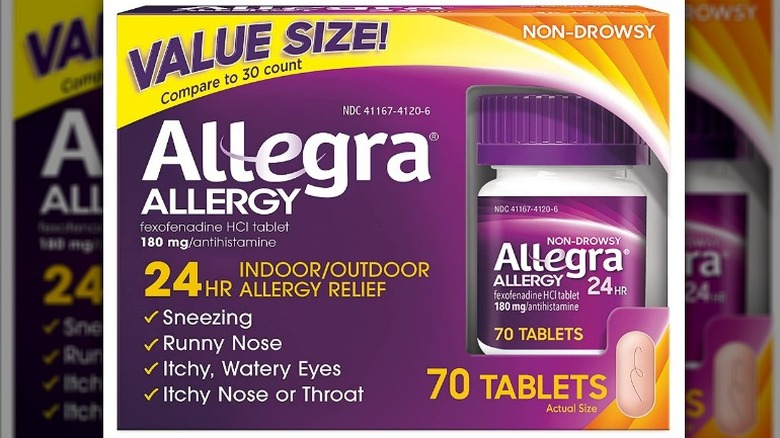 Box of Allegra 24 hour allergy tablets