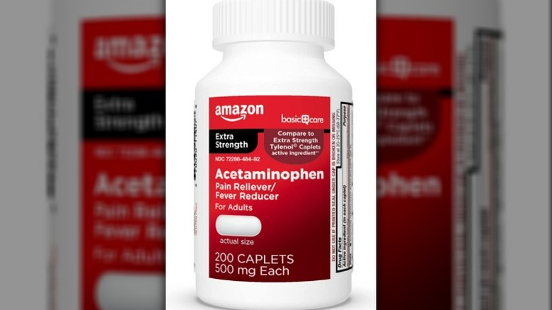 Bottle of Basic Care acetaminophen