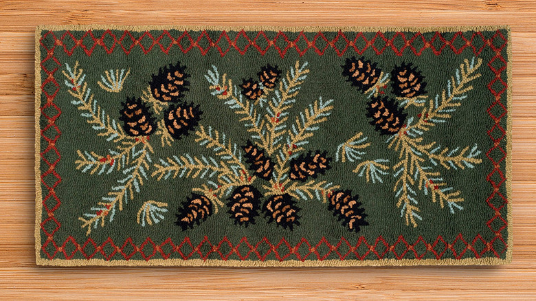 rectangular rug with pinecones pattern
