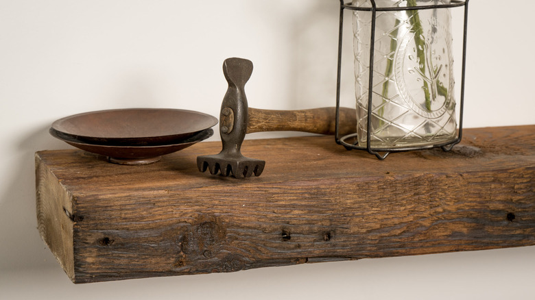 reclaimed wood floating shelf