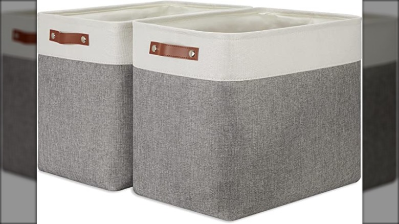 White and grey storage baskets