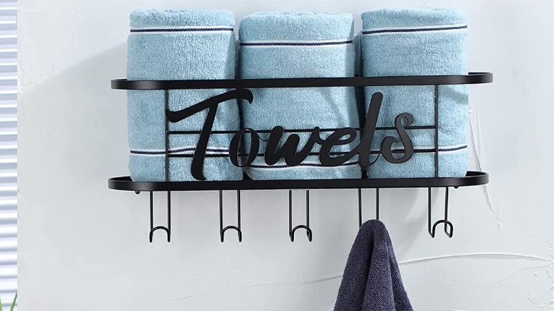 Towels on rack