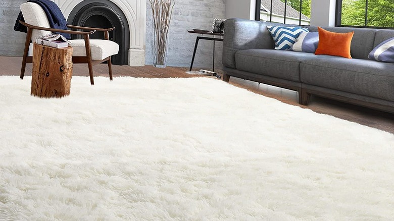 shaggy white rug