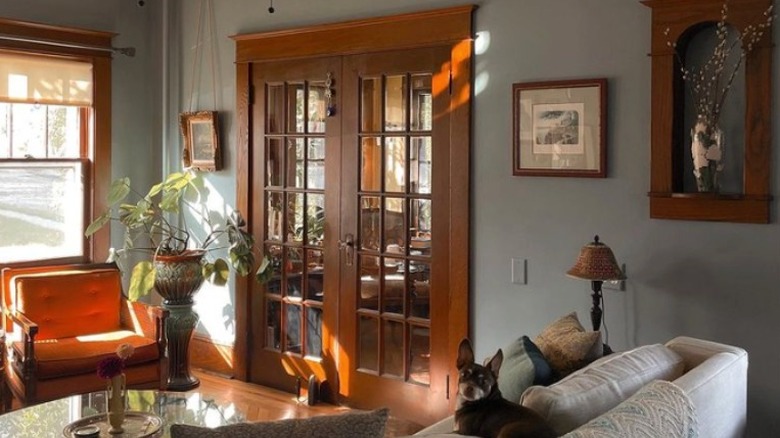 Wood trim french doors