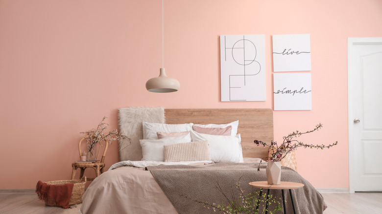 bedroom with pink wall