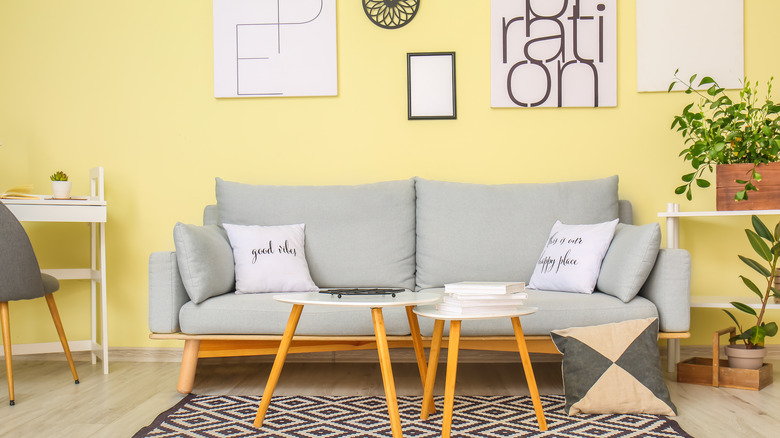 living room with yellow wall