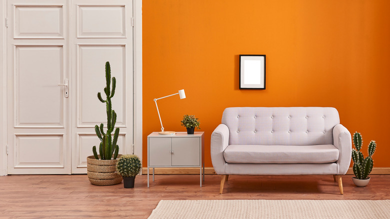 orange wall in living room