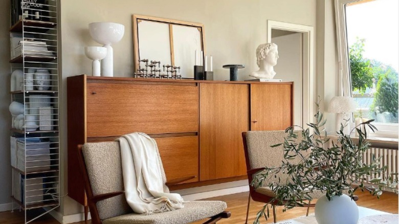 Beige living room with buffet