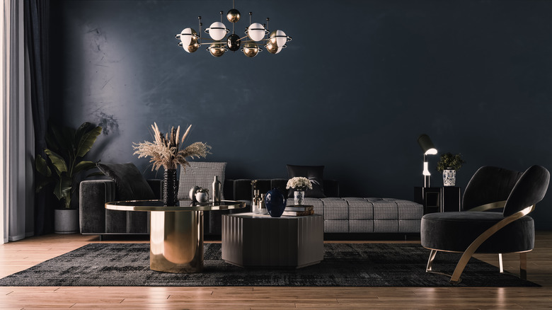 Black mid-century living room