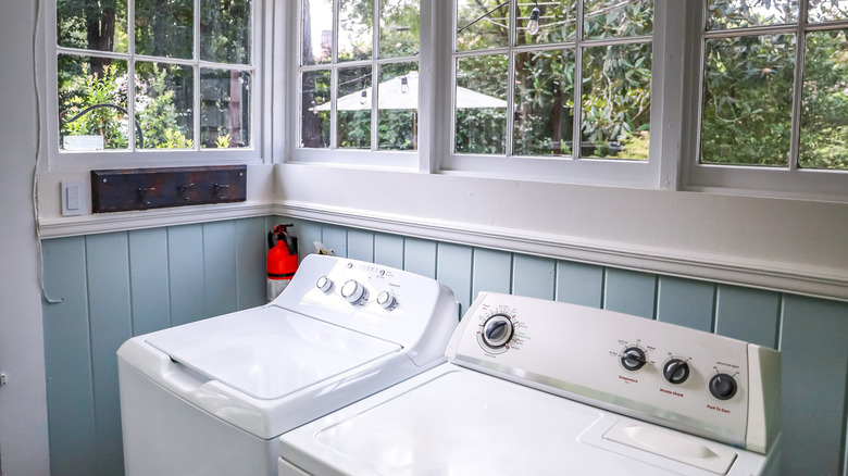 icy blue laundry room