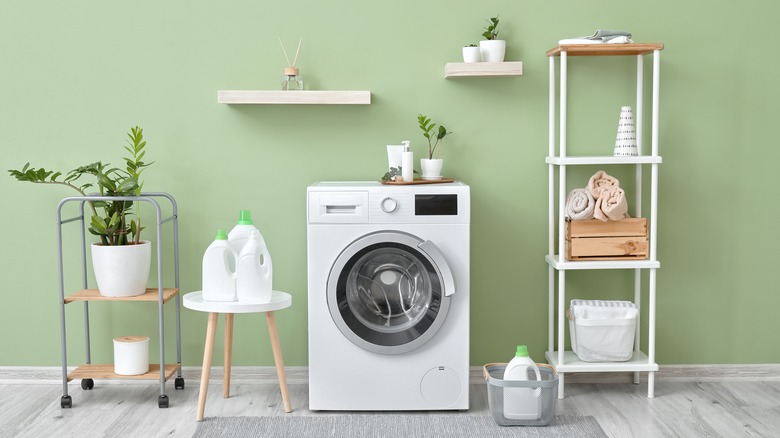 mint green laundry room