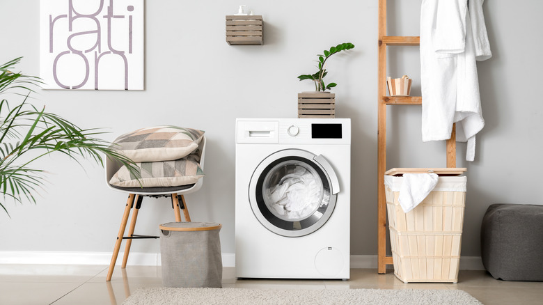 light gray laundry room