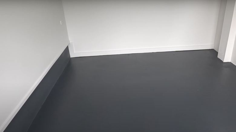 dark gray painted concrete floor