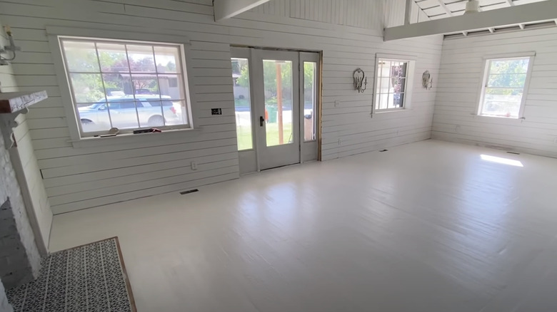 wooden floor painted white