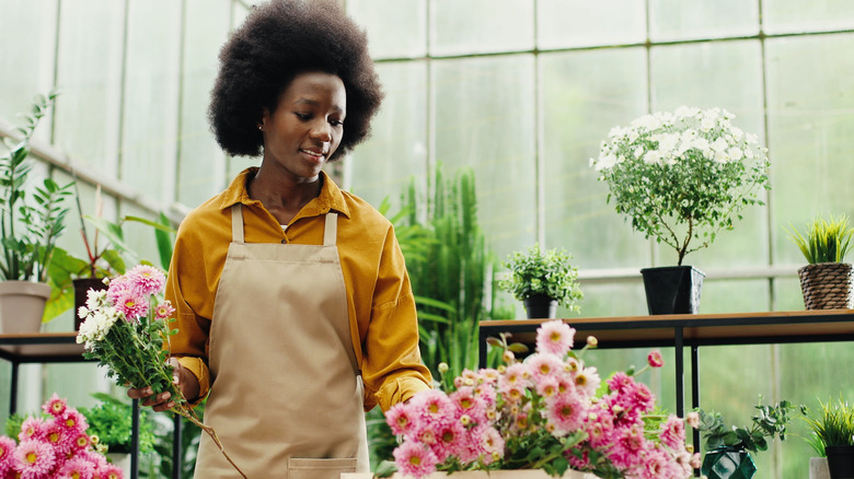 Employee in garden store