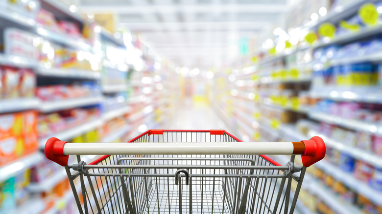 Shopping cart in grocery store