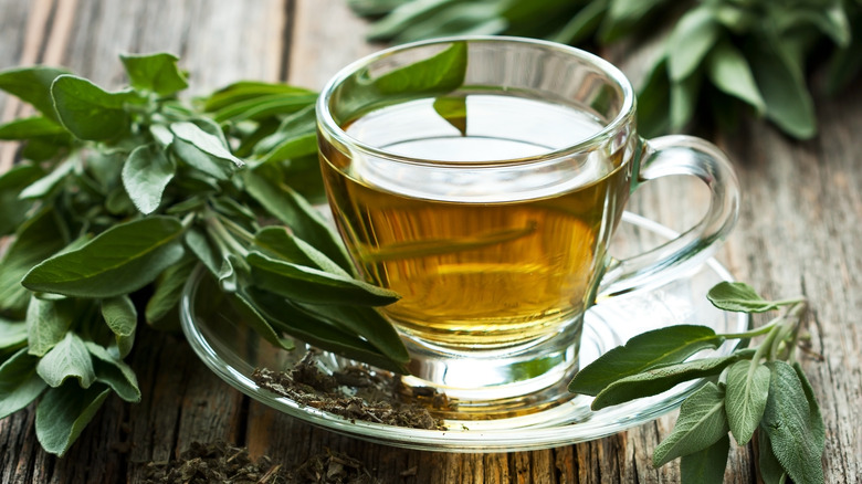 Sage leaves and tea