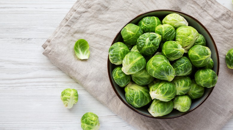 raw brussels sprouts in a bowl