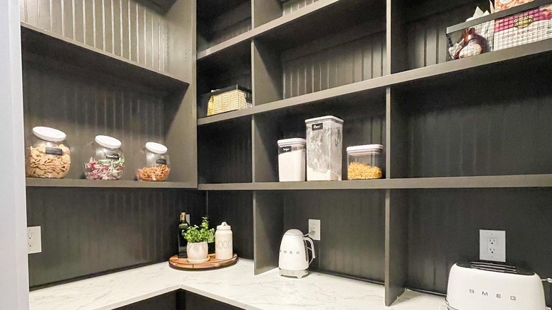 Black walk-in pantry 