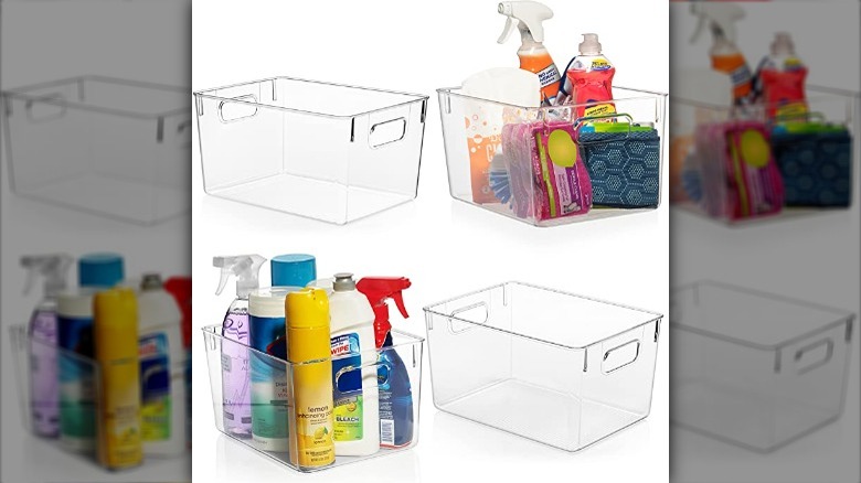 Clear bins for storage