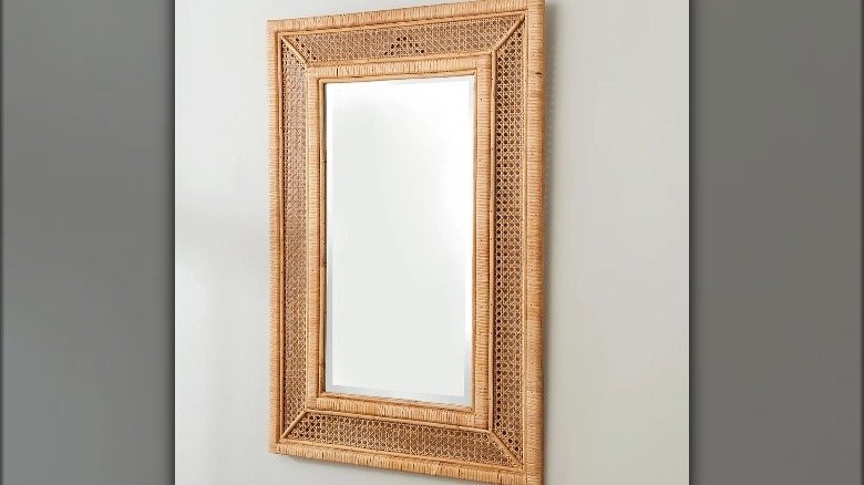 Multi-textured rattan mirror