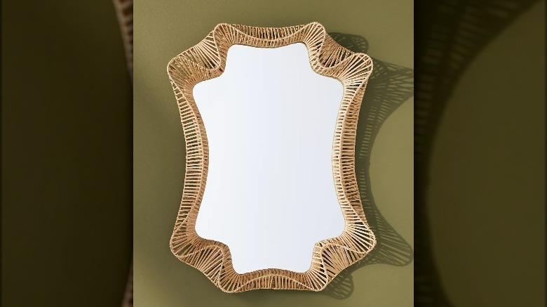 Eclectic rattan mirror