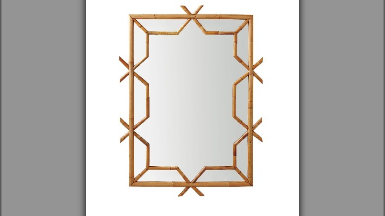 Star-shaped rattan mirror