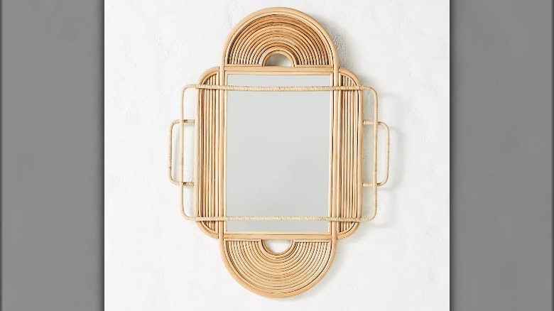 Unique rattan mirror