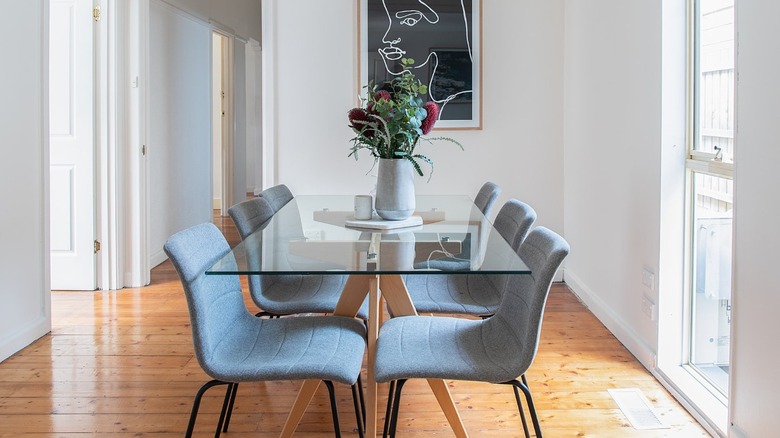 Glass dining table and chairs