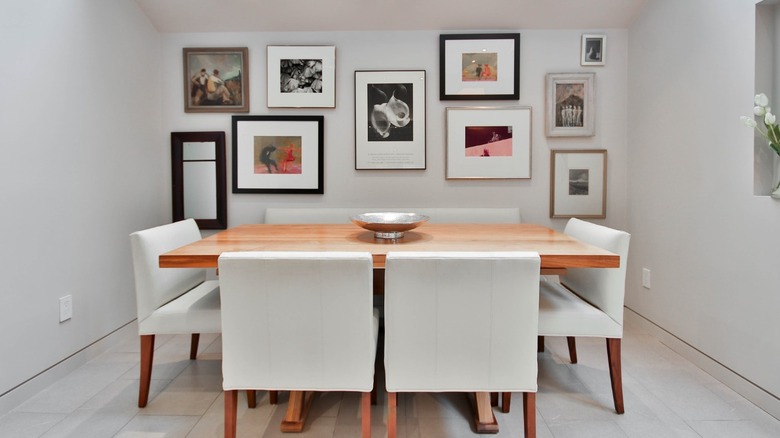 Dining table with white chairs