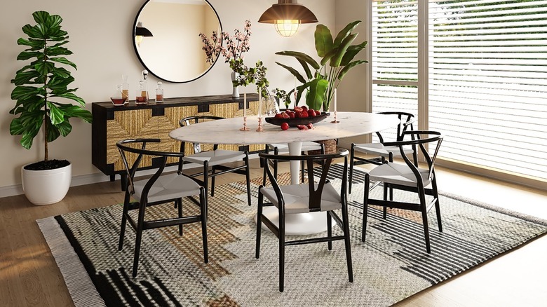 Wishbone chairs and pedestal table
