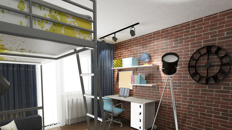 Studio apartment lofted bed