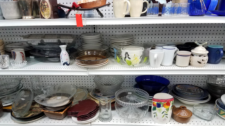 Dish aisle at thrift store