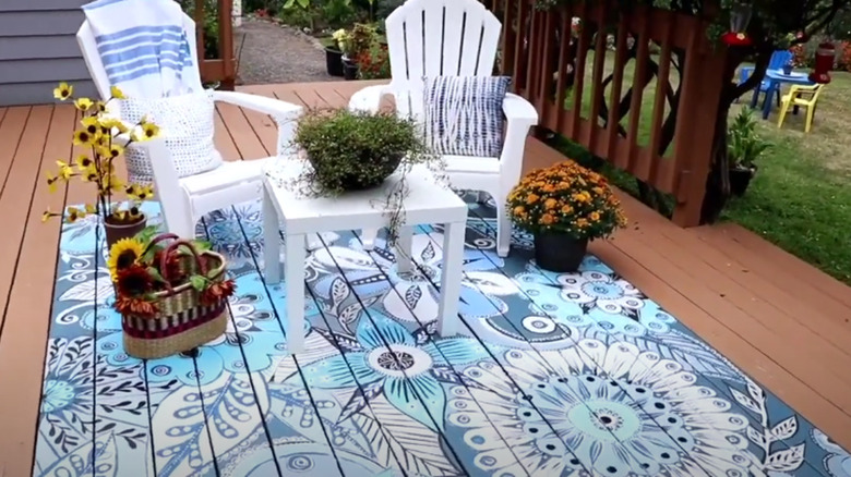 deck with painted flowers