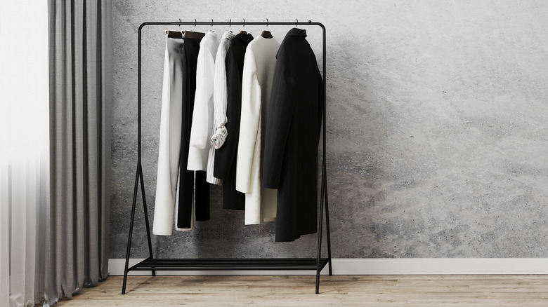 clothes on a rack