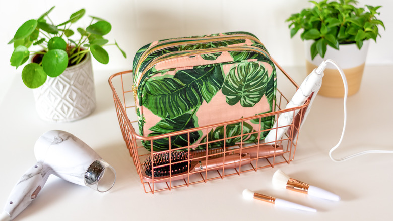 hair tools in a basket