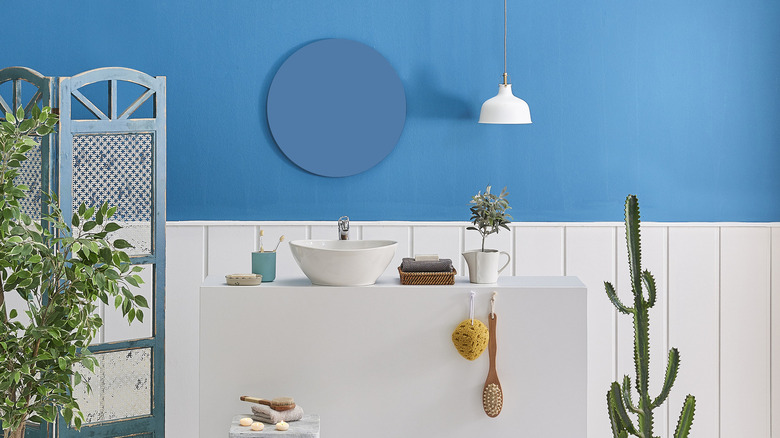 Sink in a blue bathroom