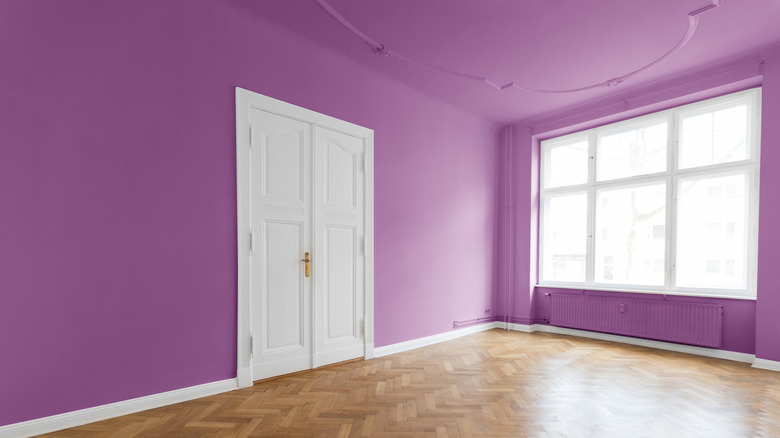 purple and white room