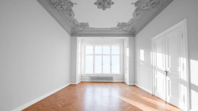 patterned gray ceiling