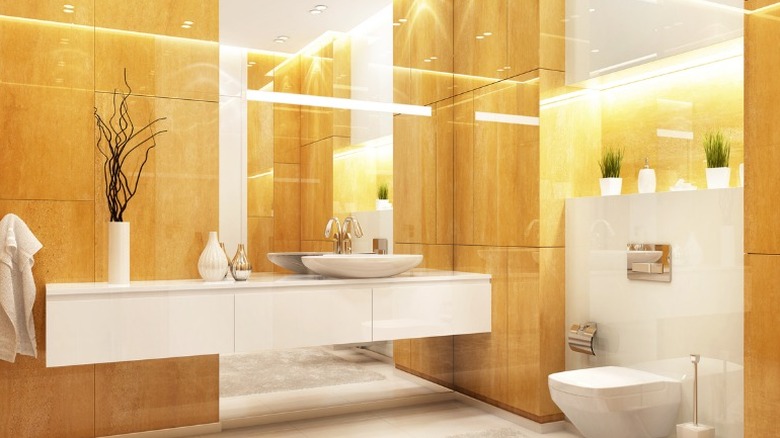 Bright gold bathroom